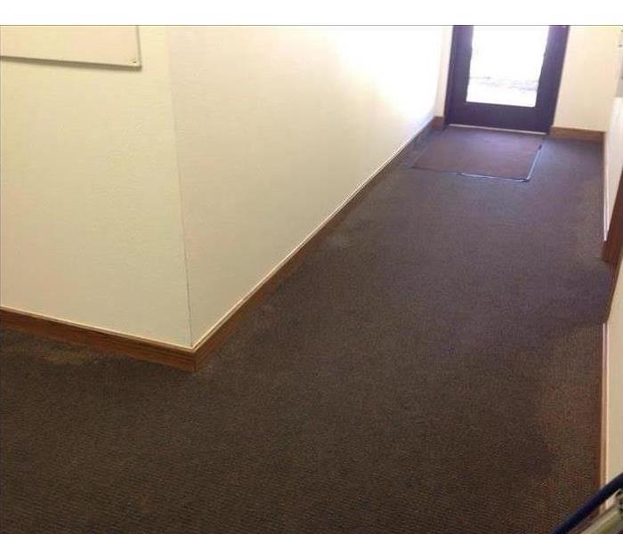 soaked carpet in a hallway of a building