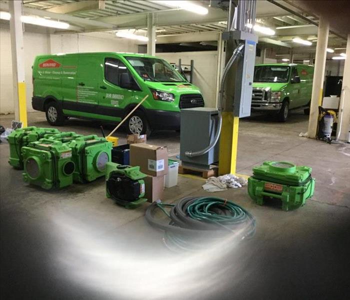 SERVPRO garage with equipment ready to load